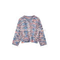 Women's Knitted Colorful Neps Batwing Crew-Neck Pullover